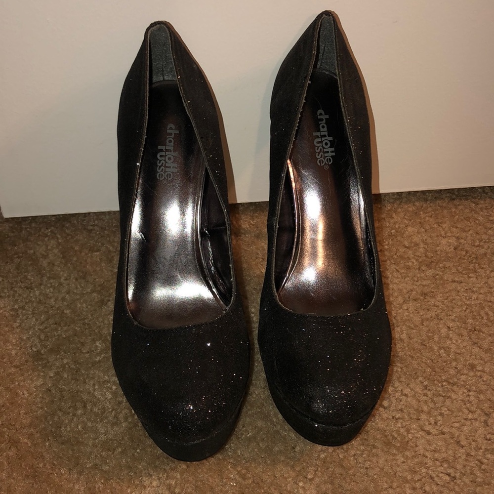 Charlotte Russe Black Glitter Pumps